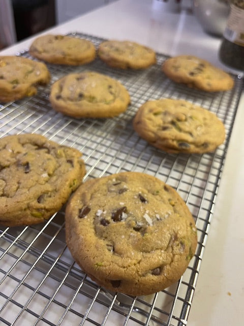Pistachio Brown Butter Chocolate Chip Cookies